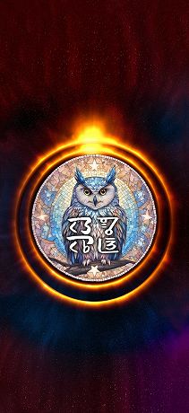 才能開花の龍体文字 フクロウ光輪